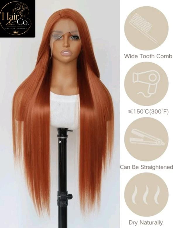 Dark Orange Long Lace Front Wig