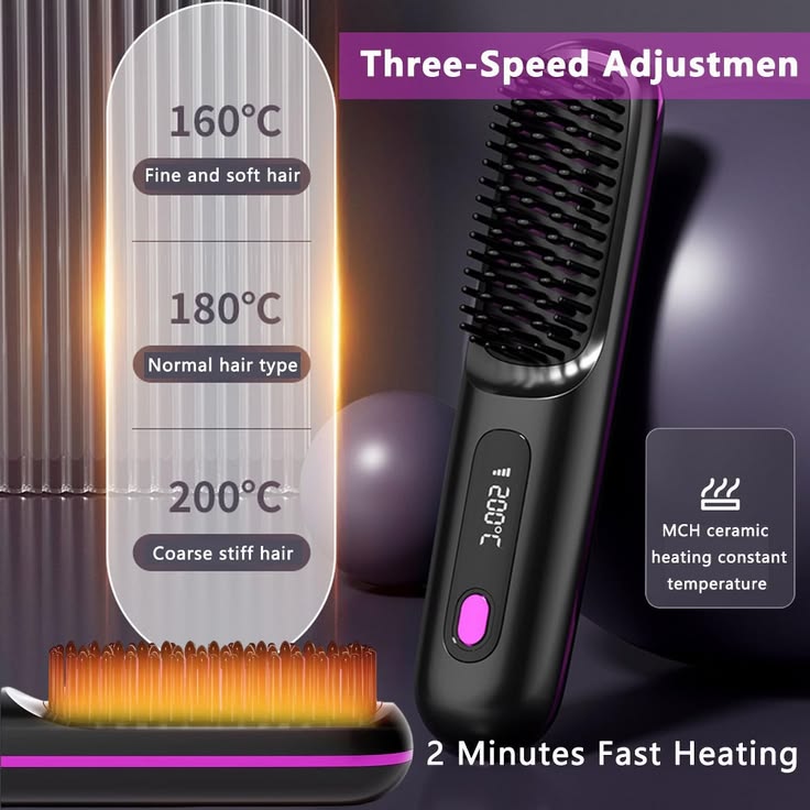 Ionic Portable Heated Straightening Brush with LED Display