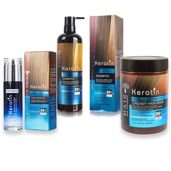 Keratin Hair Deep Treatment Kit- Shampoo, Conditioner, Mask, Serum & Wax