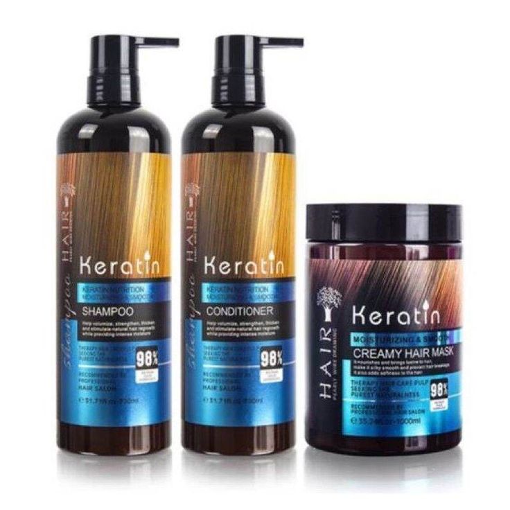 Keratin Hair Shampoo, Conditioner and Mask