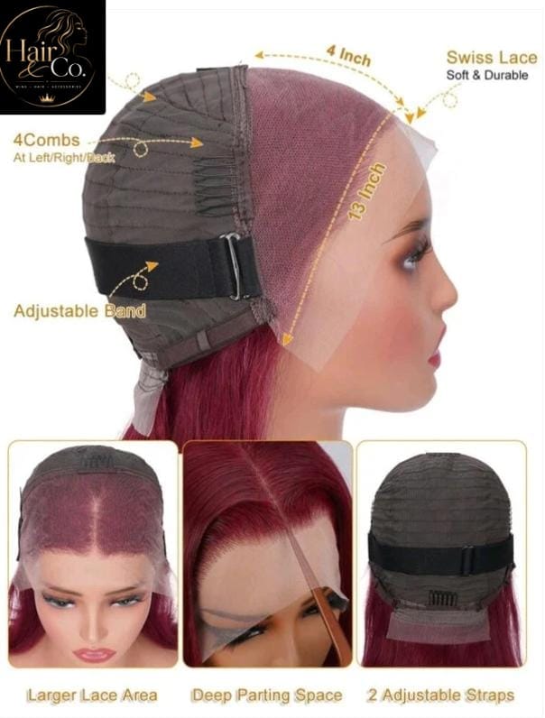Burgundy Lace Front Human Hair Wigs